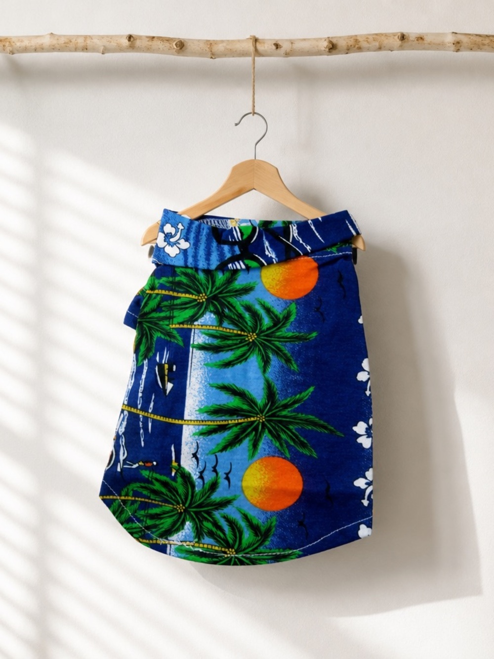 Hawaiian Beach Coconut Tree Print Dog Shirt Summer Camp Shirt Clothes